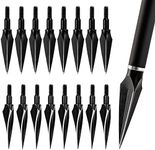 The7boX 16Pcs Metal Archery Arrowheads Traditional Arrow Broadheads Tips Hunting Points 125 Grain Black Arrow Head Crossbow Compound Bow Shooting ArcheryBroadheads