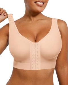 SHAPELLX Front Closure Post Op Compression Bra Mastectomy Surgical Beige M