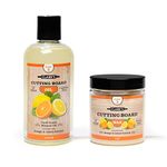 CLARK'S Cutting Board Oil & Wax Set - 2-Step Set To Restore & Preserve Your Boards Natural Beauty - Easy To Apply For Butcher Block Wood Surface & Wooden Utensils - 100% Natural Food Grade Ingredients