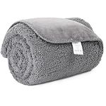 Pawque Waterproof Dog Blanket for Bed, Couch, Sofa, Soft and Warm Sherpa Pet Throw for Large Dogs, Cats, Reversible Bed Cover Furniture Protector, Machine Washable, 60”x 80”, Grey