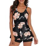 Tankini Sets for Women UK Women's Tankinis Swimwear Women UK Ladies Tankini with Shorts Plus Size Tankini Tops for Women UK Tankini Top Swimming Costume Women Swimsuits for Women Pink Daisy M