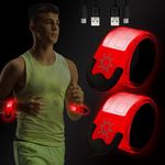 Calody Running Lights for Runners 2Pcs, LED Armbands for Running, Rechargeable Reflective Bands, High Visibility Light Up Bands for Runners Bikers Walkers