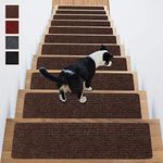 Stair Treads Non-Slip Carpet Indoor Set of 13 Brown Carpet Stair Tread Treads Stair Rugs Mats Rubber Backing (30 x 8 inch),(Brown, Set of 13)