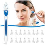 Ear Wax Remover, Q Grips Earwax Removal-Spiral Ear Wax Removal Tool, Reusable Earwax Removal Kit Safe Ear Cleaner with 16 Pcs Soft and Flexible Replaceme