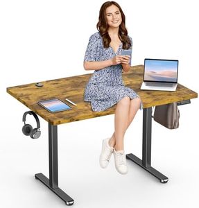 Zelimon Sit Stand Desk Adjustable Height 48"× 24" Memory Computer Stand Up Desk for Home Office Study Table with Hook, Rustic Brown