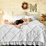 Kotton Culture 3 Piece Duvet Cover Diamond Ruffle with Zipper & Corner Ties 600 Thread Count 100% Egyptian Cotton Hotel Class Decorative Bedding (California King/King, White)