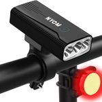 NYOM Bike Light Set, USB Charging 5200 mAh Super Bright 1200 Lumen Bicycle Light, IPX5 Waterproof 3 Lighting Modes Mountain and Road Cycling Light Set