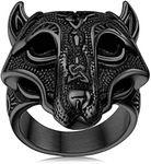 FaithHeart Viking Rings for Men Ring Norse Viking Nordic Wolf Head Rings For Men Wolf Ring Stands For Untamed Spirit Creative Retro Wolf Totem Amulet Ring Vintage Animal Jewelry