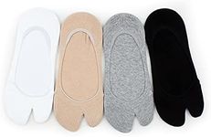 Women Tabi Geta socks japanese style low cut crew socks, No Show 4pairs (Xc), One Size M