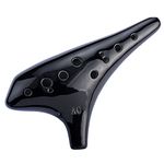 "Melody of Nightingagle" 12 Hole Pottery Ocarina Pro Sweet Potato Ocarina in Alto C, Classic Black (Black)