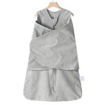 Ftikvo Swaddle-Blanket Baby Girl & Boy Swaddles Newborn Infant Transition Safe Wrap Blankets 100% Cotton Breathable (Grey,3-6 Month)