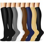 Diu Life 8 Pairs Graduated Copper Compression Socks for Men & Women Circulation 8 Pairs 15-20mmHg - Best for Running Athletic Cycling