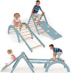 Ocodile Extra-Large 6-in-1 Pikler Triangle Climbing Set – Oversized Montessori Climbing Toys for Toddlers – Spacious Indoor Wooden Play Gym for Kids Ages 2-6 – Blue