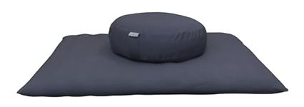 NutriBuck® ZAFU & Zabuton Meditation Yoga Mat Cushion Combo Filled with Buckwheat Hulls (Round Zafu and Zabuton (Grey))