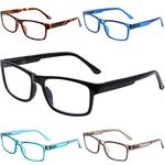 5-Pack Reading Glasses Blue Light Blocking,Computer Glasses for Women Men, Anti Eyestrain UV400 Anti Glare Filter Eyeglasses (Multicolor, 1.0)