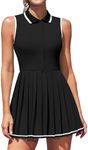 ATTRACO Women's Tennis Dress Pleated Hem Athletic Dresses with Built-in Shorts and Pockets Black M