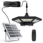 Solar Shed Lights Indoor, ICOFRU Solar Powered Motion Sensor Light 5 Lighting Modes, Solar Pendant Light Outdoor with Remote Control Waterproof for Shed Gazebo Chicken Coop Barn Home Exterior Interior