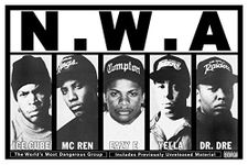 NWA - Group Shot - Black and White Hip Hop Poster (24 x 36 inches)