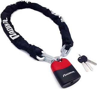 RADIKAL RK4120 Chaine Antivol Moto Bloque Disque, Maillons Acier Cémenté ø10mm 120cm, Double Fermeture, Housse, Serrure Sécurité, Chaîne Cadenas Conteneurs, Portes, Ancrage, Scooter, Velo Électrique