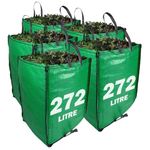 JUMBO Garden Waste Bags 272 Litre - PREMIUM GRADE - Industrial Fabric and Handles - Heavy Duty Garden/Green Waste Sacks (5 Bags)