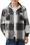 Arshiner Boys Flannel Shirts Kids Button Down Plaid Shirt Casual Long Sleeve Shirt Tops Boys and Girls Fall Plaid Jacket Black White Gray