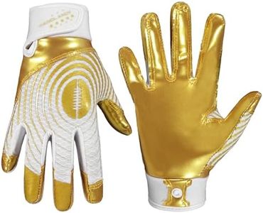 HANDLANDY Youth Football Gloves, Kids Sticky Receiver Gloves,Super Grip Football Glove Best Gift for Boys,Girls (Gold-Youth, X-Small-Youth)