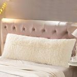 Reafort Luxury Long Hair, PV Fur, Faux Fur Body Pillow Cover/Case 21"x54" with Hidden Zipper Closure (Cream, 21"X 54" Pillow Cover)