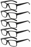 Eyekepper 5 Pack Reading Glasses for Men Spring Hinges Classic Readers Black Frame +2.00