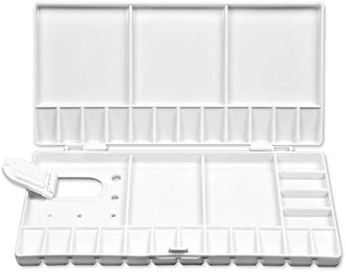 Mifuner Artist Portable White Watercolor Paint Palette Case Folding Palette Box 28 Wells for Watercolor, Gouache, Acrylic and Oil Paint with 5 Mixing Areas，Large