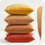 Topfinel Yellow Cushion Covers 45cm x 45cm Summer Sofa Colorful Cushions Soft Pillow Case 18x18 Velvet Decorative Cushions Pillow Cover for Livingroom Bedroom Invisible Zipper,Set of 4