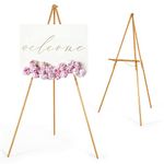 VISWIN 63" Wooden Tripod Display Easel Stand for Wedding Sign, Poster, A-Frame Artist Easel Floor with Tray for Painting, Canvas, Foldable Easel - Natural