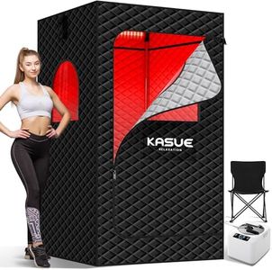 KASUE Infrared Sauna Box, Portable Steam Sauna Tent with 3L/1400W Steamer, 5-Layer Waterproof and Thermal Insulation, Folding Chair, for Home Steam Spa, Indoor & Outdoor(Black)