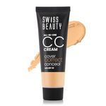 Swiss Beauty All-In-One Lightweight CC Cream with SPF 30 | Cover, Correct and Conceal | For Natural, Medium coverage | Shade- Light Beige, 25g |