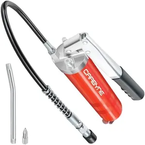 Carbyne Grease Gun - Lever Handle, 8000 PSI, Heavy Duty Professional Quality, Includes 18 inch Flex Hose and 6 inch Rigid Extension, 3-Way Loading • from a Family-Run Tool Company Based in The U.S.A.