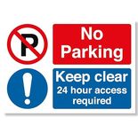 Punkcards - No Parking Sign - 1 Pack - “No Parking Keep Clear 24 hour Access Required” - Safety Sign - Warning Sign - A4 Sign - 210mm x 297mm - 3mm Correx