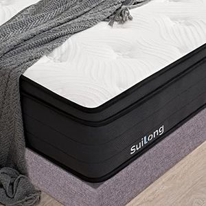 SuiLong Matelas 140x190 30cm Matelas Ressorts Ensachés Indépendant en Mousse à Mémoire de Forme, Hybride Matelas, Respirant et Luxe 7 Zone Orthopédique Parfait Soutien Confort, 30cm Épaisseur Oeko-tex