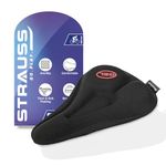 Strauss Bicycle Silicone Cycle Seat Cushion Cover | Soft & Washable Gel Saddle Seat | Fits Narrow/Slim Seats | Cycle Accessories | Comfortable Bike Seat Cover for Cycling,(Black)