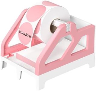 MUNBYN Label Holder for Rolls and Fan-Fold Labels, Shipping Label Roll Holder for Desktop Label Printer Shipping Supplies Industrial Labels, Pink