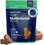 Honest Paws Dog Multivitamin Soft Chews - Joint Flexibility Mobility Support - Soft Shiny Healthy Coat - Immune, Eye, Heart Support - Glucosamine & Chondroitin, Omega-3 Fatty Acids - Beef Flavor