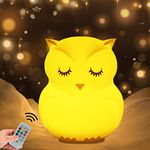 WHA&DARREN Owl Night Lights Kids, Silicone Light Bedside Lamp, Baby Nursery Light, Sleep Night-Light, Squishy Night Light for Kids Room, Animal Night Lights for Girls and Boys