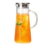 Korona Aquatic Glass jug Pitcher with with lid iced Tea Pitcher Water jug hot Cold Water ice Tea, Wine Coffee Milk and Juice Beverage Carafes 1.3 LTR