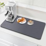 Coffee Mat, 16”x32” Large Coffee Maker Mat for Countertop, Absorbent & Hide Coffee Stains Coffee Bar Mat, Non-Slip Rubber Backed, Coffee Bar Accessories Fit Under Coffee Maker Machine, Gray