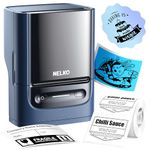 Nelko PM220 Bluetooth Thermal Label Printer, Portable Label Maker Machine for iOS & Android Phone, Label Maker for Clothing, Jewellery, Retail, Address, Barcode, Home, with 1 Roll 40x30mm Label（Blue）