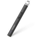 REIDEA Electric Lighter R1 Flat Candle Lighter, Windproof Flameless USB Rechargeable Arc Lighter with Safe Button and Power Indicator for Candle, BBQ and Fireworks, Obsidian Black