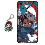 Compatible with iPhone 7/8/iPhone se 2022 Case Anime Design [with Tanjirou Figure Keychain], Soft Silicone TPU Animation Cool Phone Case for iPhone 7/8/iPhone se 2020