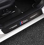 RIDGOEL 4Pcs Car Door Sill Protector Kick Plate Guard for Renault Clio, Carbon Fiber Automobile Threshold Protection Sticker Welcome Pedal Decor Accessories