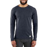 Carhartt Men's Force Midweight Synthetic-Wool Blend Base Layer Crewneck Pocket Top, Deep Navy Heather, Medium