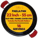 Paelluxe 22 Inch Paella Pan 16 Servings - Enamelled No Rust Easy to Clean Steel Pan Propane - Gas Burners for Cooking - Indoor & Outdoor Cooking Skillet - Cacerola Paellera Sarten - Mother's Day Gifts