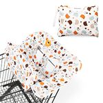 Navaris Baby Shopping Trolley Cover - Seat Liner and Handle Protector for Carts and High Chairs - with Clear Phone Pocket for Kids to Watch - Lion Roar Design