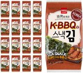 Wang Roasted Seaweed Snack, Korean Barbeque Flavored, Keto-friendly, Healthy Snack 0.14 Ounce, Pack of 16